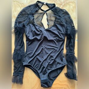 Thistle & Spire Mesh Ruffle L/S Bodysuit
